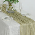 Glitter Gauze 27"x120" Table Runner Champagne - Sparkling Reusable Sheer Table Linen - Bell Racket Store