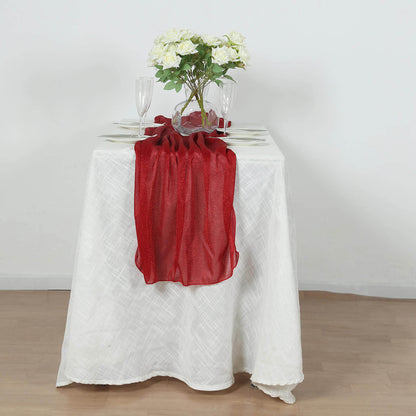 Glitter Gauze 27"x120" Table Runner Red - Sparkling Reusable Sheer Table Linen - Bell Racket Store