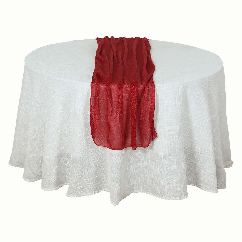 Glitter Gauze 27"x120" Table Runner Red - Sparkling Reusable Sheer Table Linen - Bell Racket Store