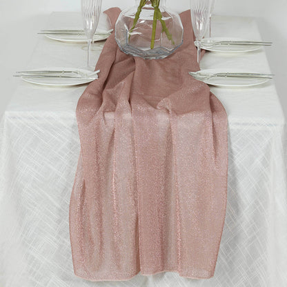 Glitter Gauze 27"x120" Table Runner Rose Gold - Sparkling Reusable Sheer Table Linen - Bell Racket Store