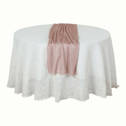 Glitter Gauze 27"x120" Table Runner Rose Gold - Sparkling Reusable Sheer Table Linen - Bell Racket Store