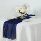 Glitter Gauze 27"x120" Table Runner Royal Blue - Sparkling Reusable Sheer Table Linen - Bell Racket Store