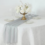 Glitter Gauze 27"x120" Table Runner Silver - Sparkling Reusable Sheer Table Linen - Bell Racket Store