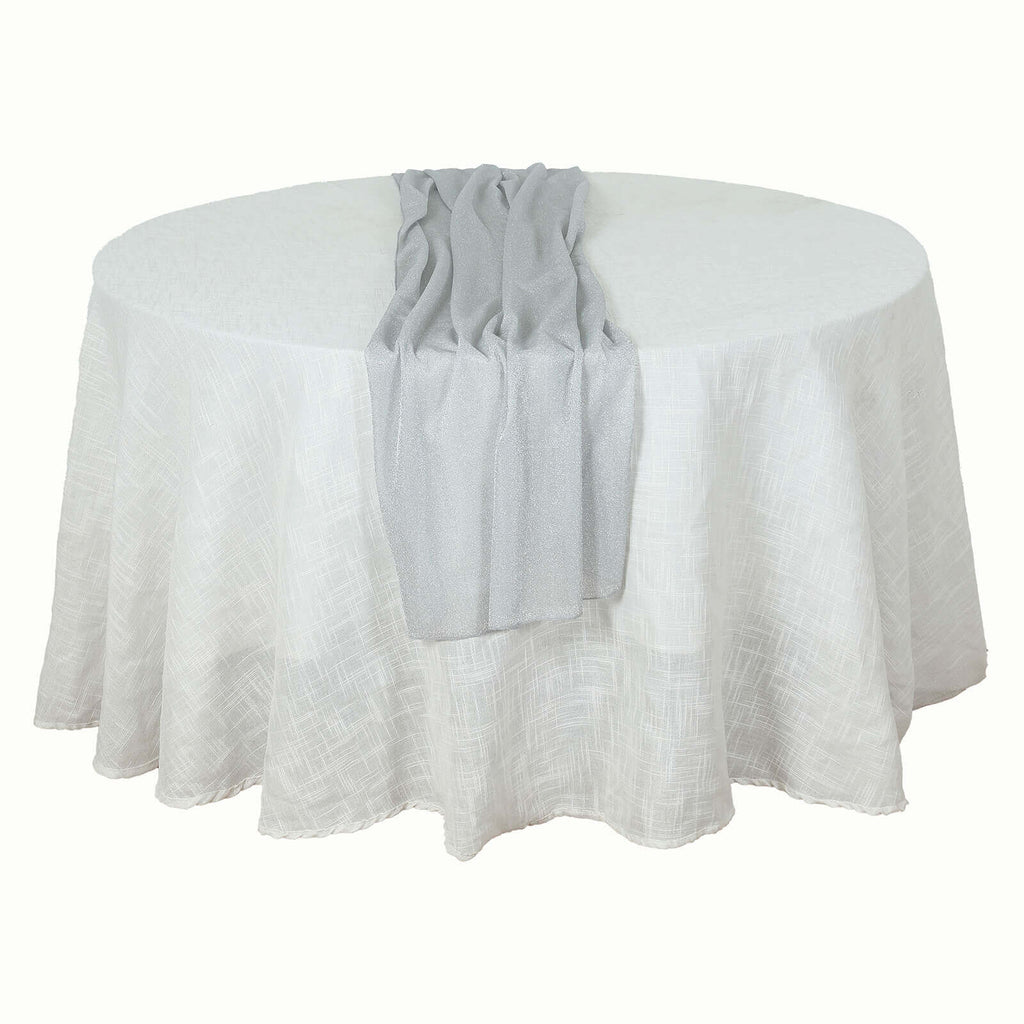 Glitter Gauze 27"x120" Table Runner Silver - Sparkling Reusable Sheer Table Linen - Bell Racket Store