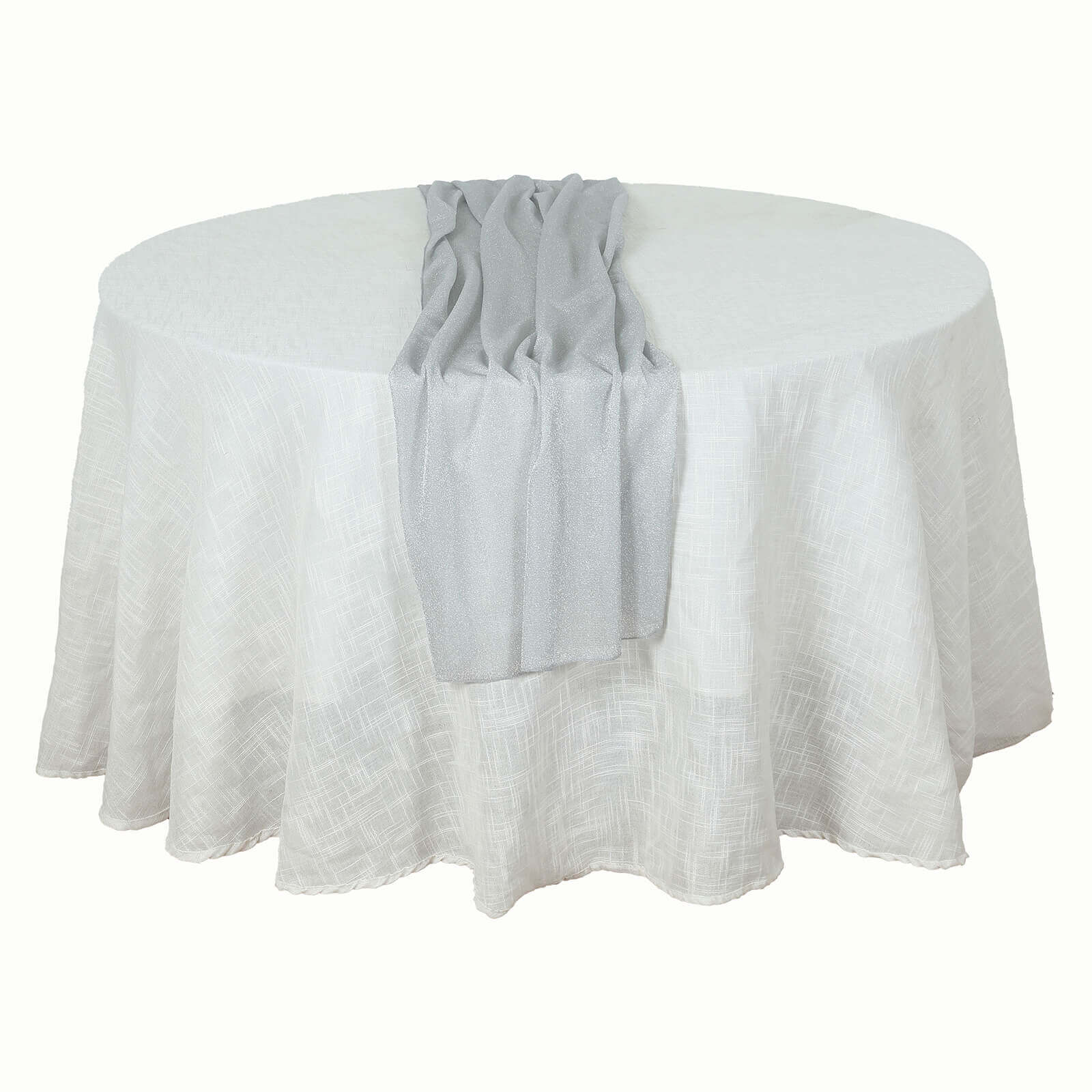 Glitter Gauze 27"x120" Table Runner Silver - Sparkling Reusable Sheer Table Linen - Bell Racket Store