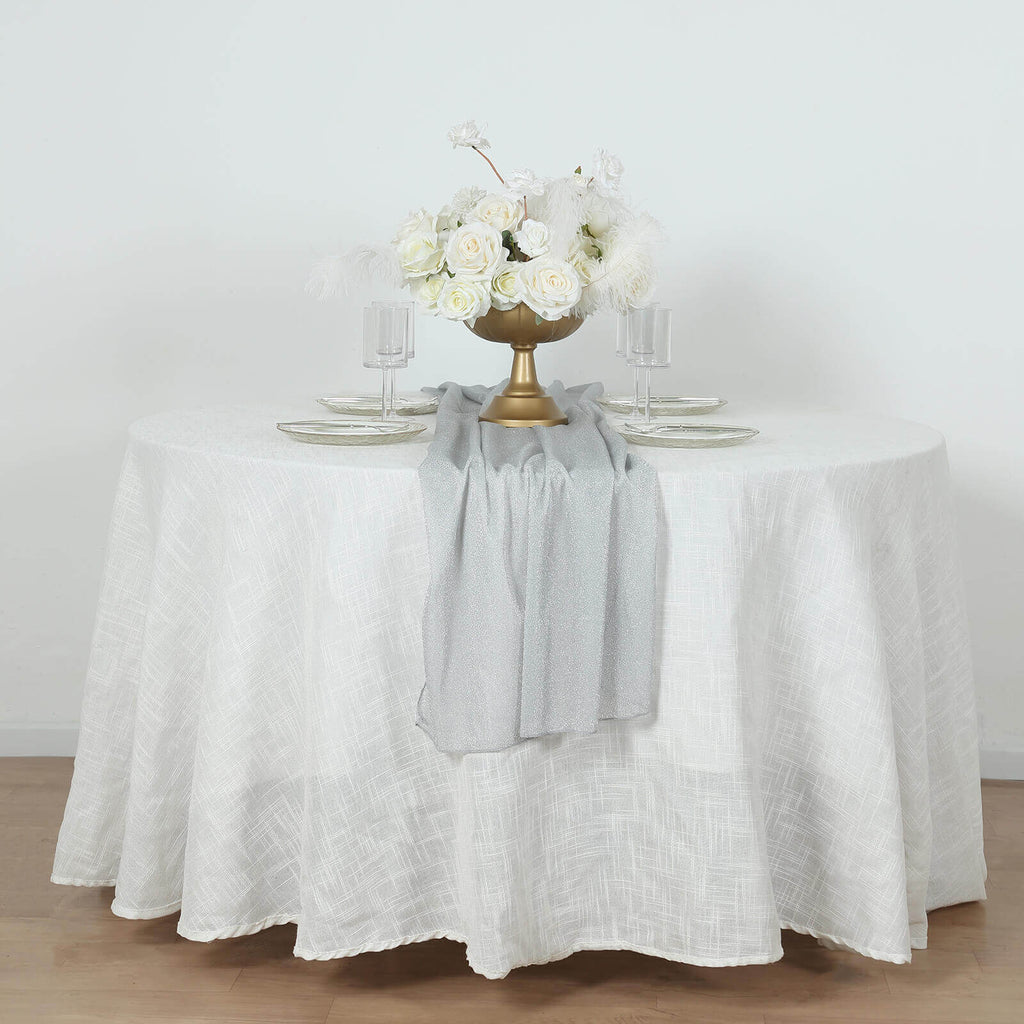 Glitter Gauze 27"x120" Table Runner Silver - Sparkling Reusable Sheer Table Linen - Bell Racket Store