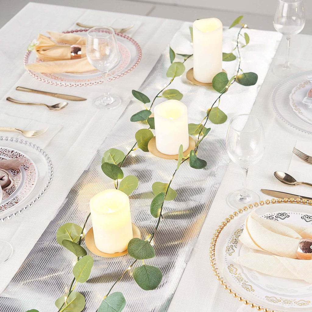 Glitter Paper 9ft Table Runner Roll Silver Disposable Ridge Pattern Table Decor