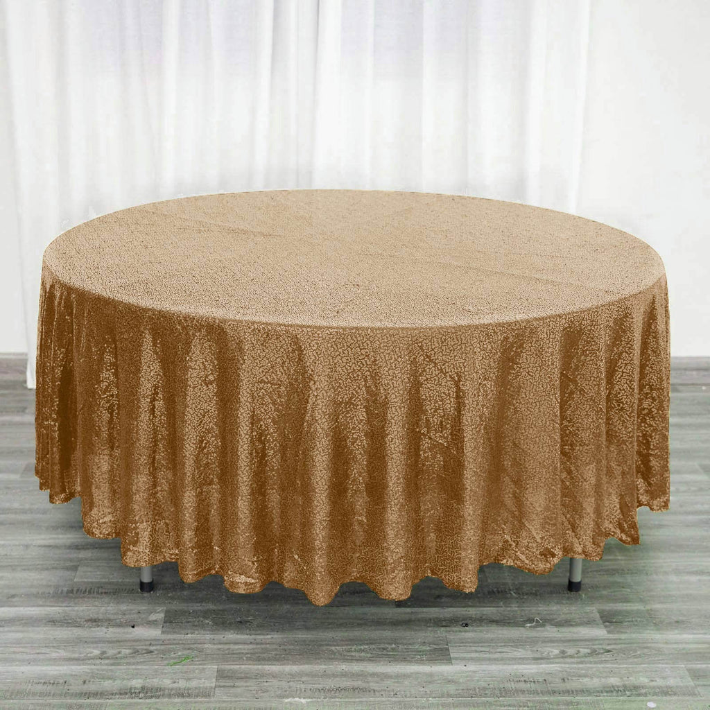 Sequin 108" Round Tablecloth Gold - Glittering Finish for Glamorous Events