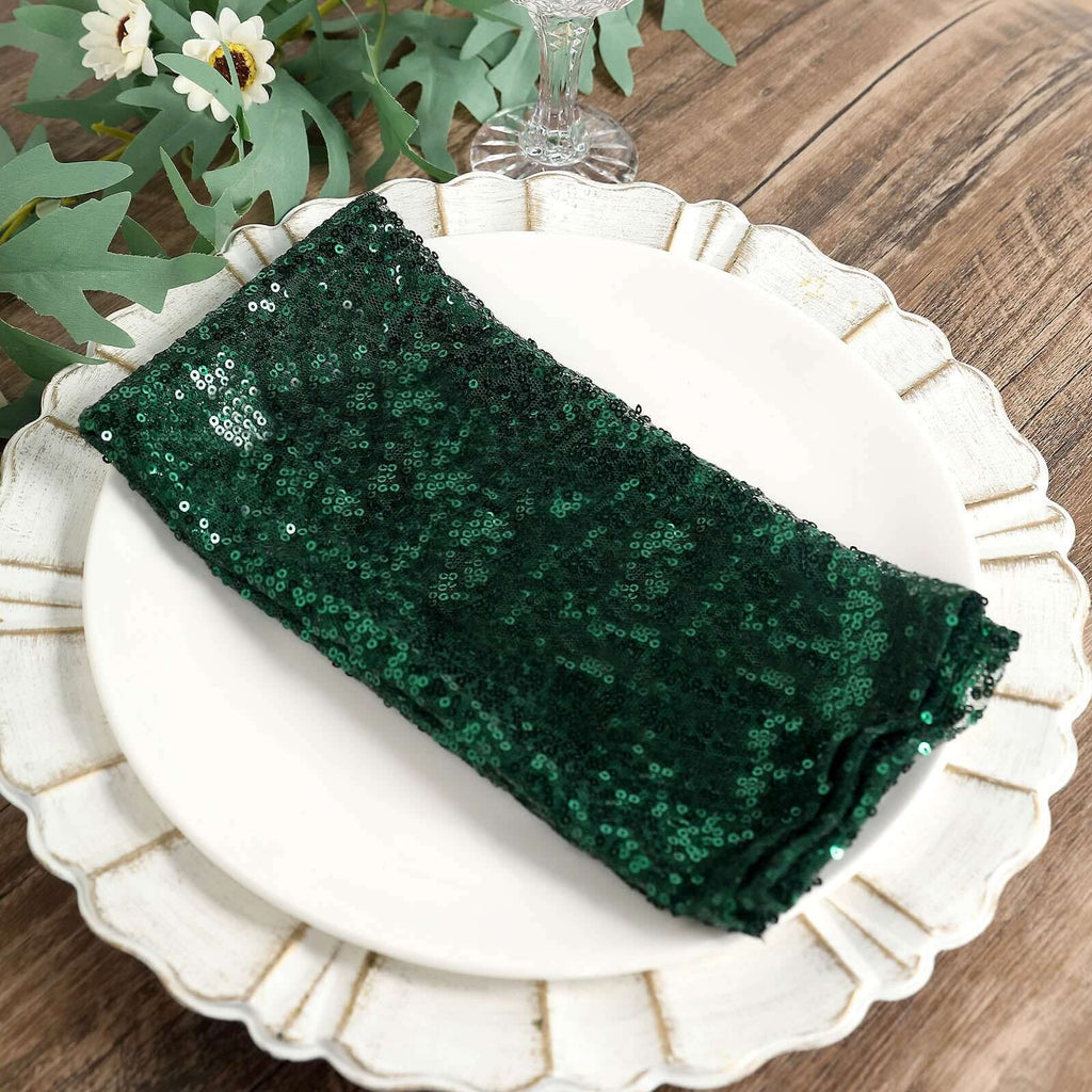 Sequin 20"x20" Napkin Hunter Emerald Green - Shimmering Dinner Napkin