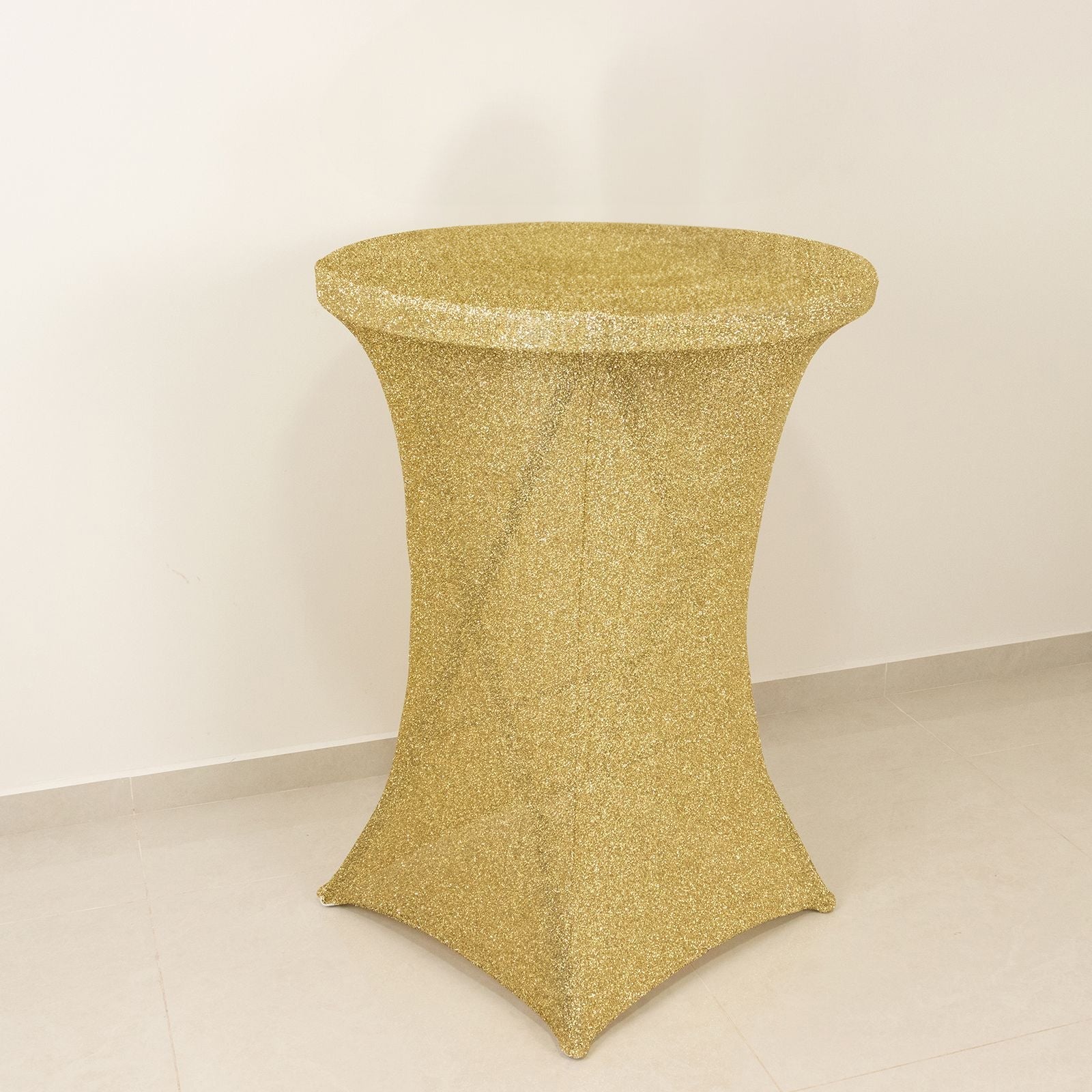 Metallic Spandex 36" Fitted Glitter Round Cocktail Table Cover Champagne - Stretch Fit for High Top Tables