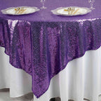 Sequin 90"x90" Table Overlay Square Tablecloth Purple - Sparkly Table Cover
