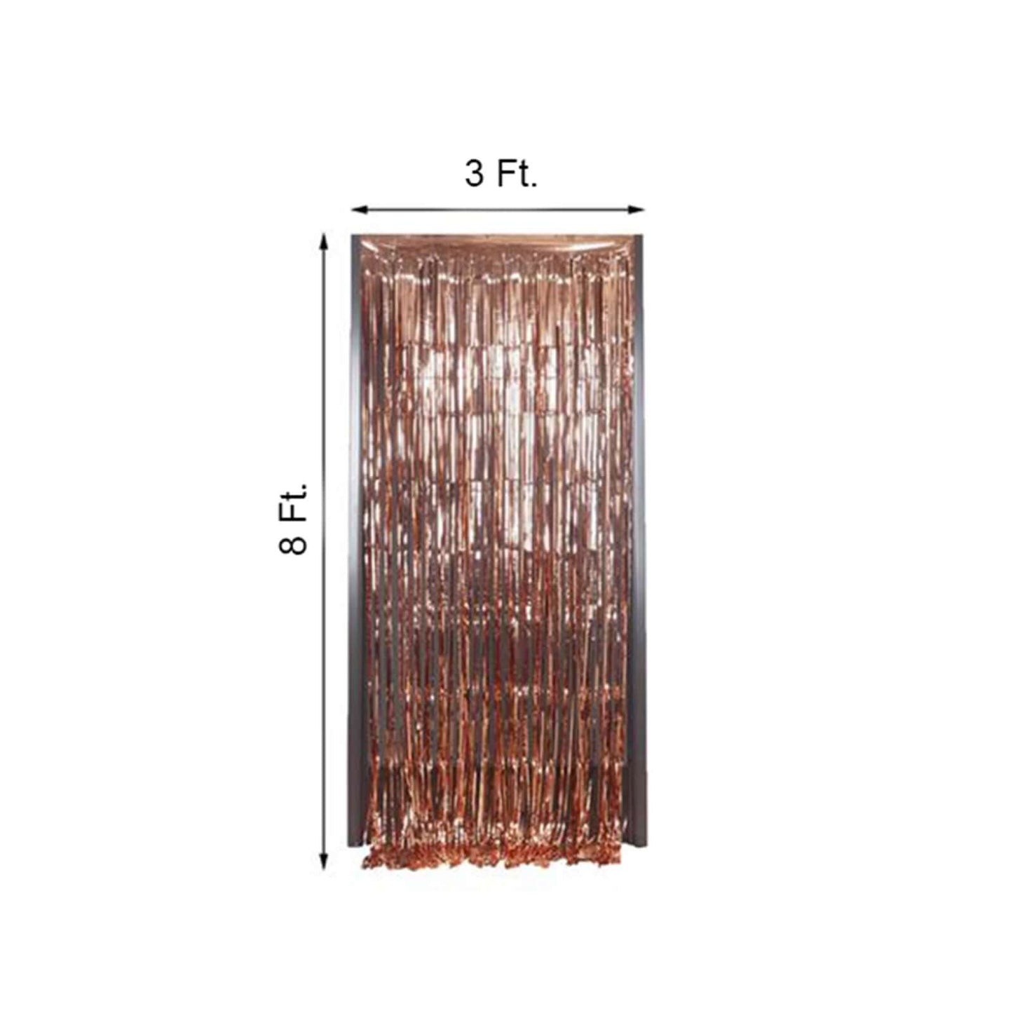 8ft Rose Gold Metallic Tinsel Foil Fringe Doorway Curtain Party Backdrop
