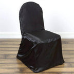 Satin Chair Covers for Banquet Chairs Black with Glossy Finish - Reusable Slipcovers