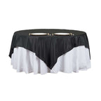 Polyester 90"x90" Table Overlay Square Tablecloth Black - Wrinkle-Resistant & Durable Table Cover for Events