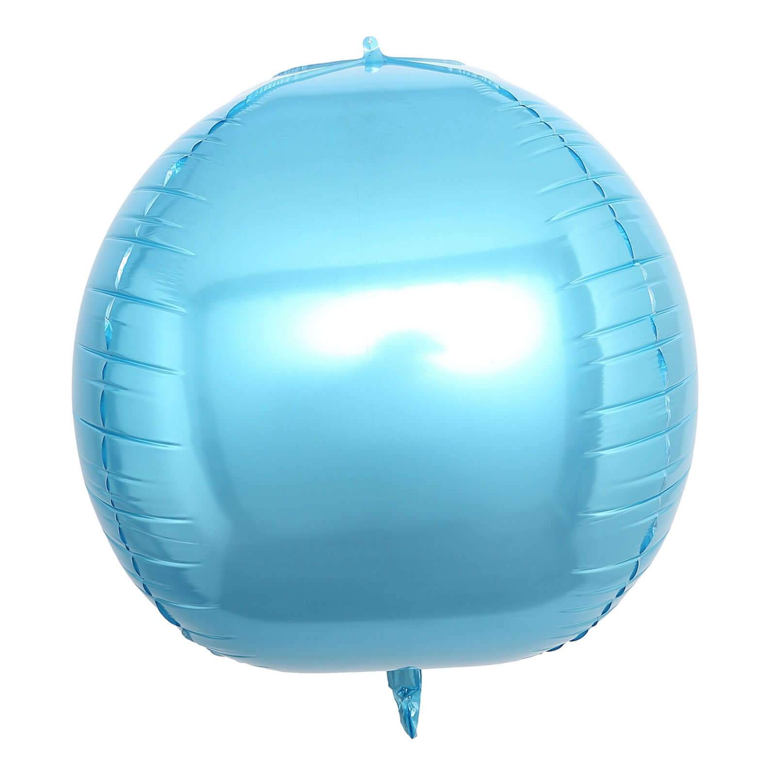 2 Pack 18" 4D Metallic Blue Sphere Mylar Foil Helium or Air Balloons