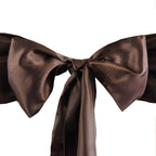 5 Pack Satin Chair Sashes Chocolate - Durable Chair Bows with Shiny Finish 6"x106"