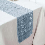 Taffeta Fabric 12"x108" Table Runner Dusty Blue - 3D Leaf Petal Design