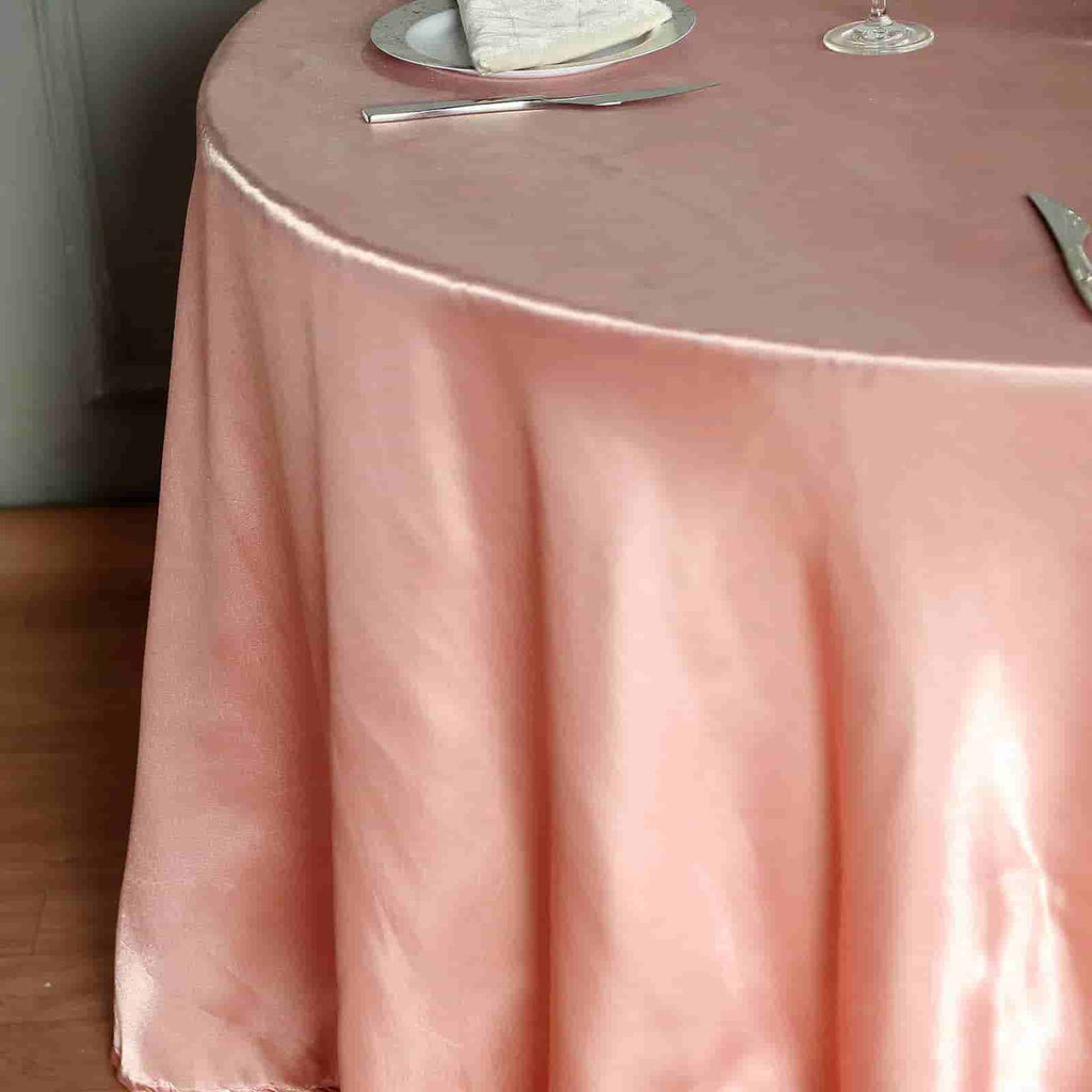 Satin 120" Round Tablecloth Dusty Rose - Stylish Seamless Table Cover