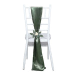 5 Pack Satin Chair Sashes Dusty Sage Green - Durable Chair Bows with Shiny Finish 6"x106"