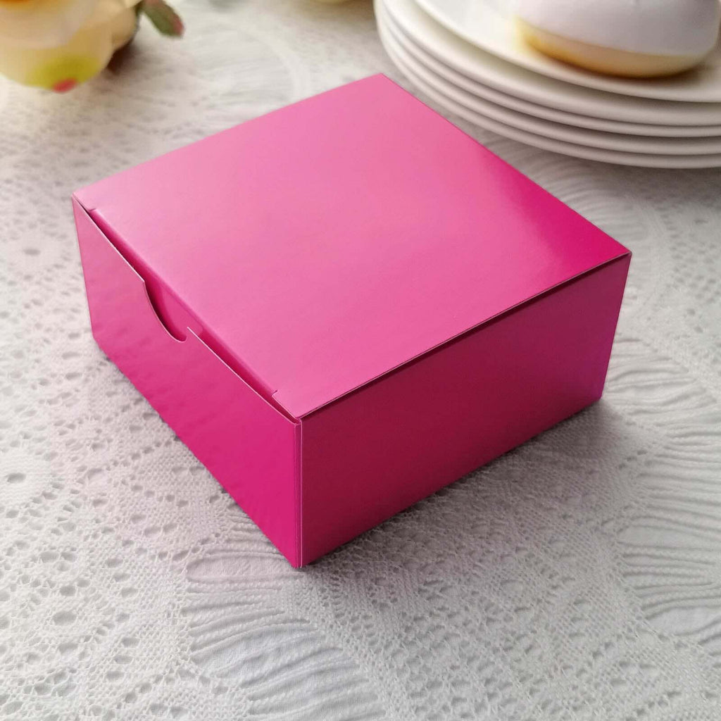 100 Pack 4"x4"x2" Fuchsia Cake Cupcake Party Favor Gift Boxes, DIY