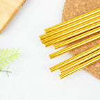 50-Pack Paper Drinking Straws Metallic Gold Foil Food Grade - Disposable Biodegradable Straws for Events 8"
