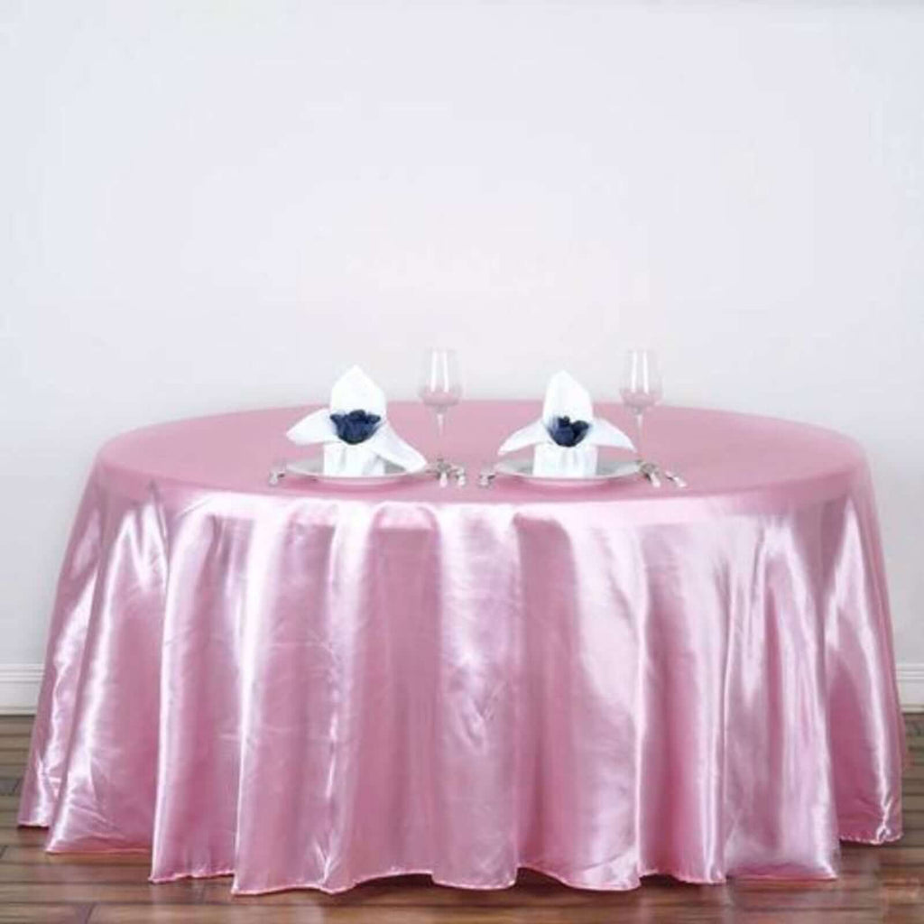 Satin 120" Round Tablecloth Pink - Stylish Seamless Table Cover