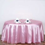 Satin 120" Round Tablecloth Pink - Stylish Seamless Table Cover