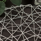 6-Pack Table Placemats Woven Fiber Design Silver Round - Disposable Mats for Dining and Events 15"