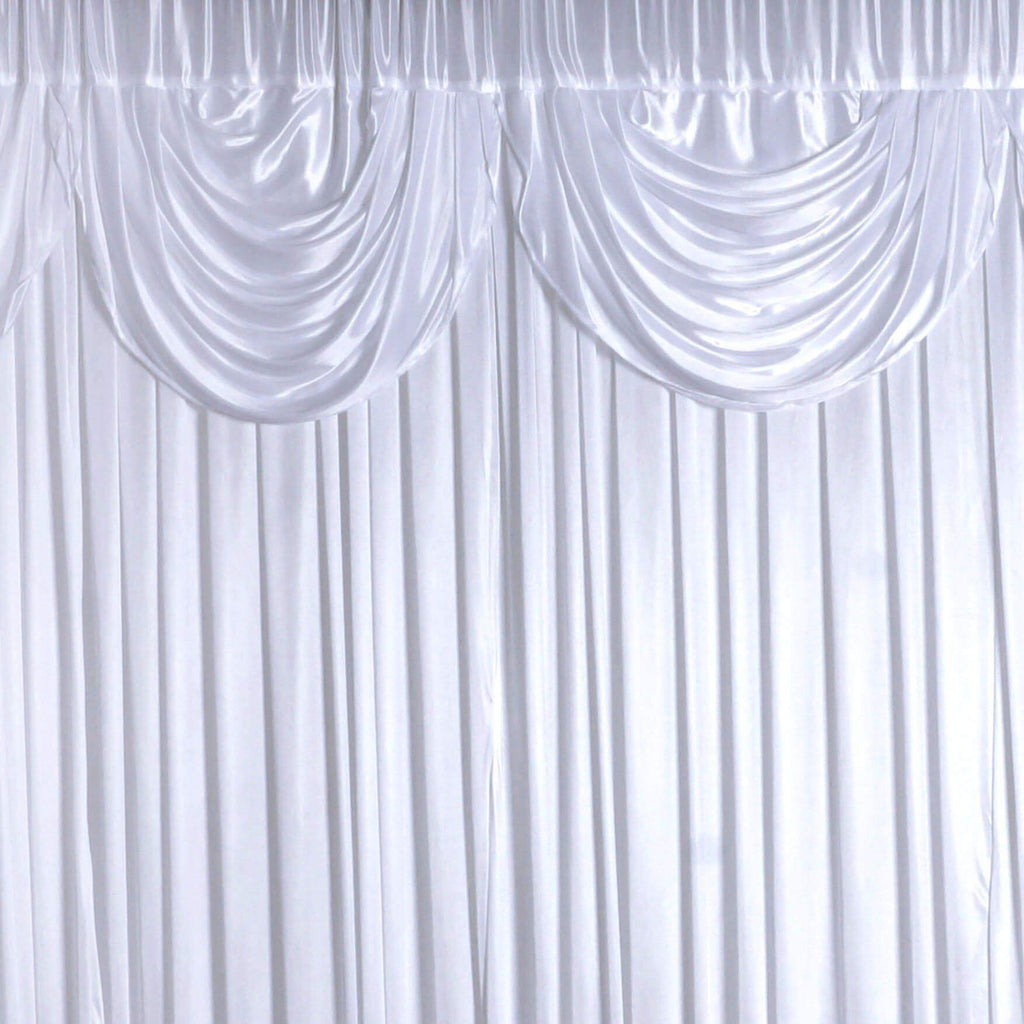 20ftx10ft White Premium Double Drape Satin Event Curtain Drapes, Glossy Photo Backdrop Event Panel