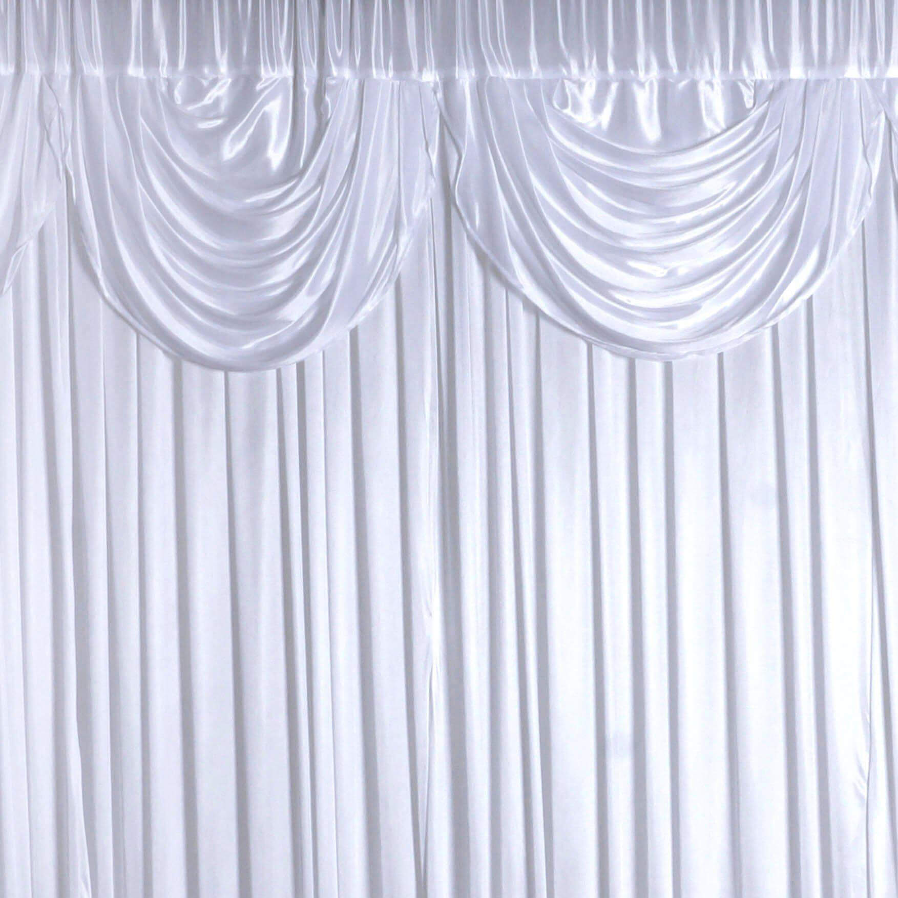 20ftx10ft White Premium Double Drape Satin Event Curtain Drapes, Glossy Photo Backdrop Event Panel