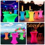 Glow Neon Fuchsia Fitted Spandex Cocktail Tablecloth â€“ 30" Round, Wrinkle - Free Cover - Bell Racket Store