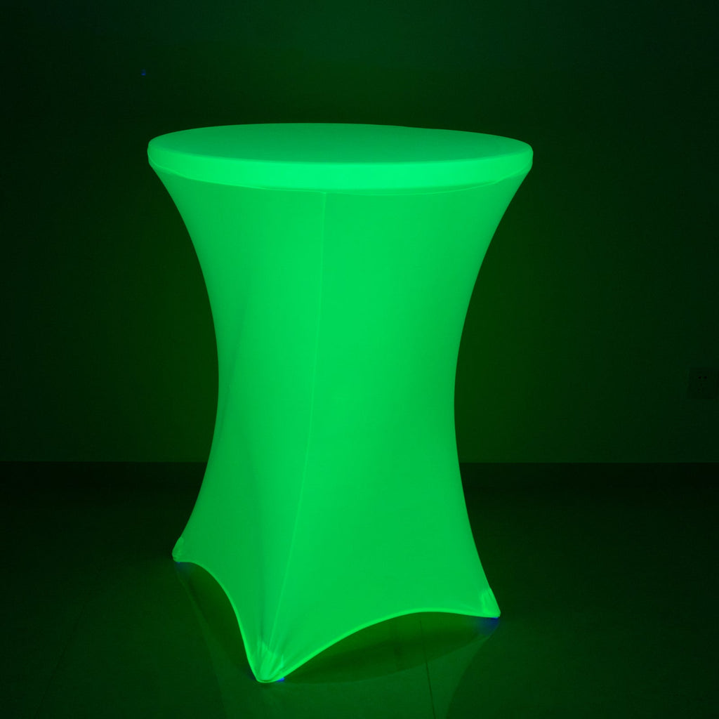 Glow Neon Green Fitted Spandex Cocktail Tablecloth â€“ 30" Round, Wrinkle - Free Cover - Bell Racket Store