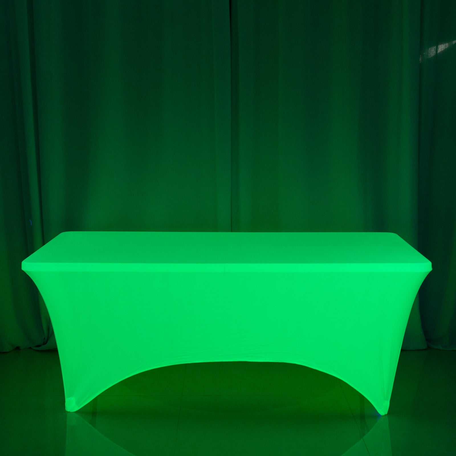 Glow Neon Green Fitted Spandex Tablecloth â€“ 6ft Rectangle, Wrinkle - Free Cover - Bell Racket Store