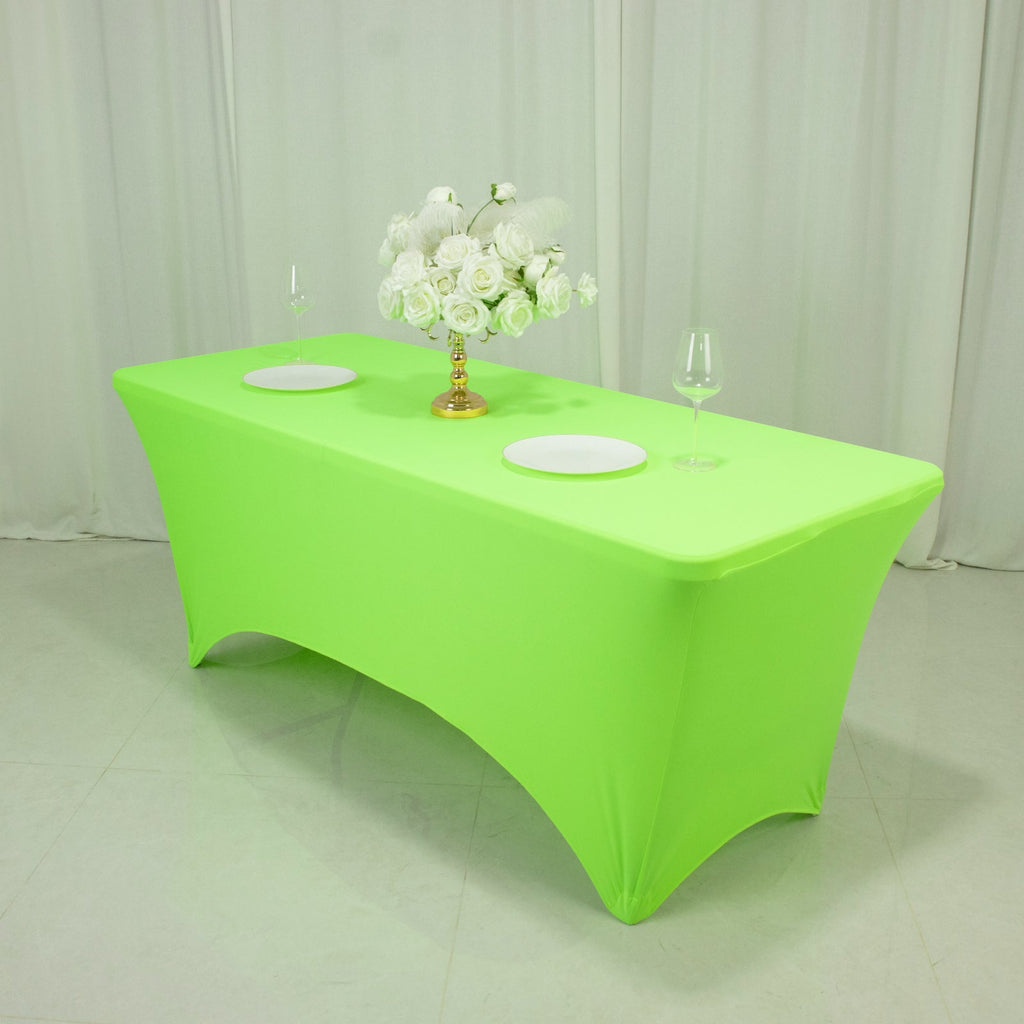 Glow Neon Green Fitted Spandex Tablecloth â€“ 6ft Rectangle, Wrinkle - Free Cover - Bell Racket Store