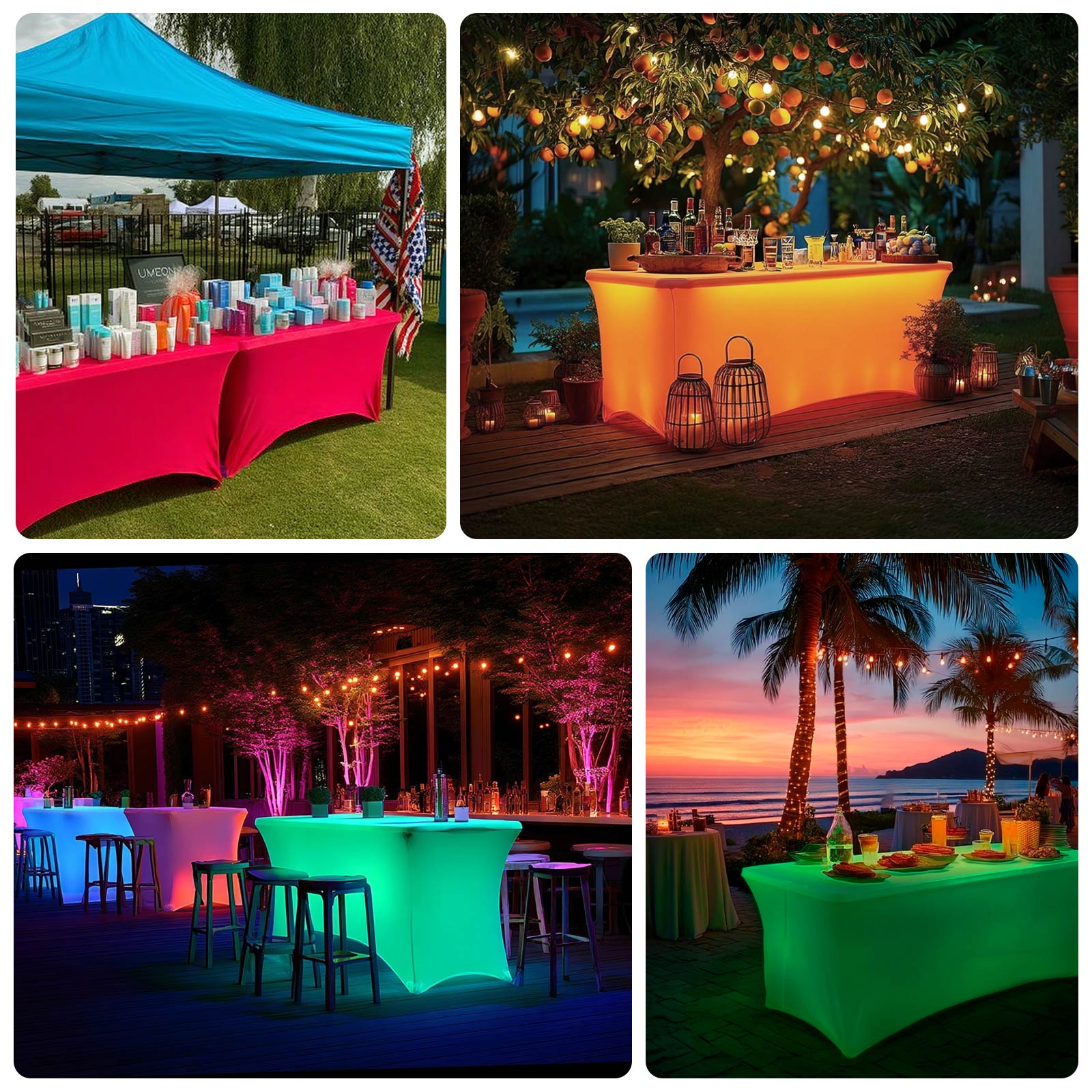 Glow Neon Green Fitted Spandex Tablecloth â€“ 6ft Rectangle, Wrinkle - Free Cover - Bell Racket Store