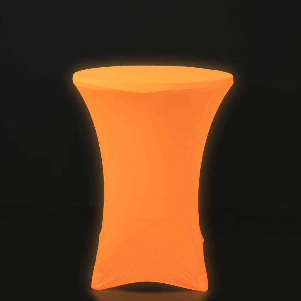 Glow Neon Orange Fitted Spandex Cocktail Tablecloth â€“ 30" Round, Wrinkle - Free Cover - Bell Racket Store