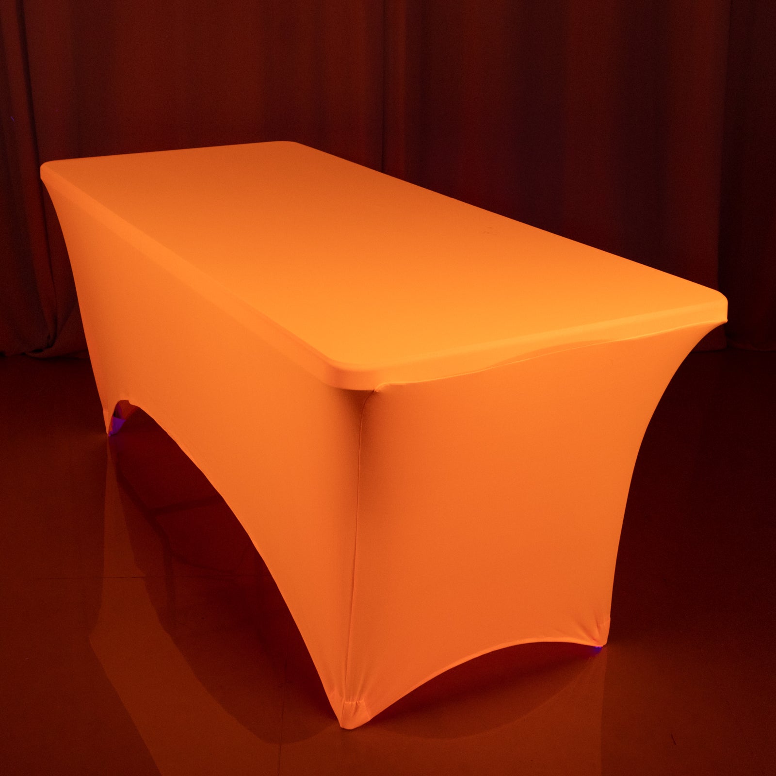 Glow Neon Orange Fitted Spandex Tablecloth â€“ 6ft Rectangle, Wrinkle - Free Cover - Bell Racket Store