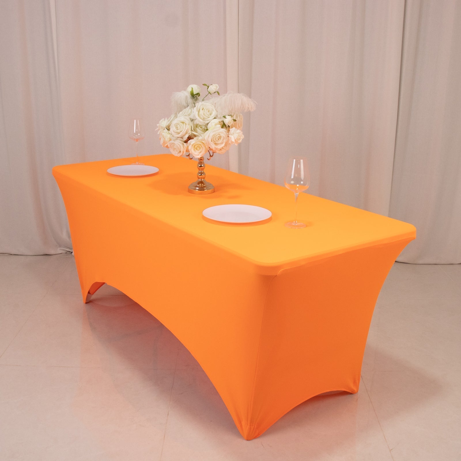 Glow Neon Orange Fitted Spandex Tablecloth â€“ 6ft Rectangle, Wrinkle - Free Cover - Bell Racket Store