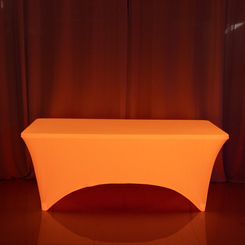 Glow Neon Orange Fitted Spandex Tablecloth â€“ 6ft Rectangle, Wrinkle - Free Cover - Bell Racket Store