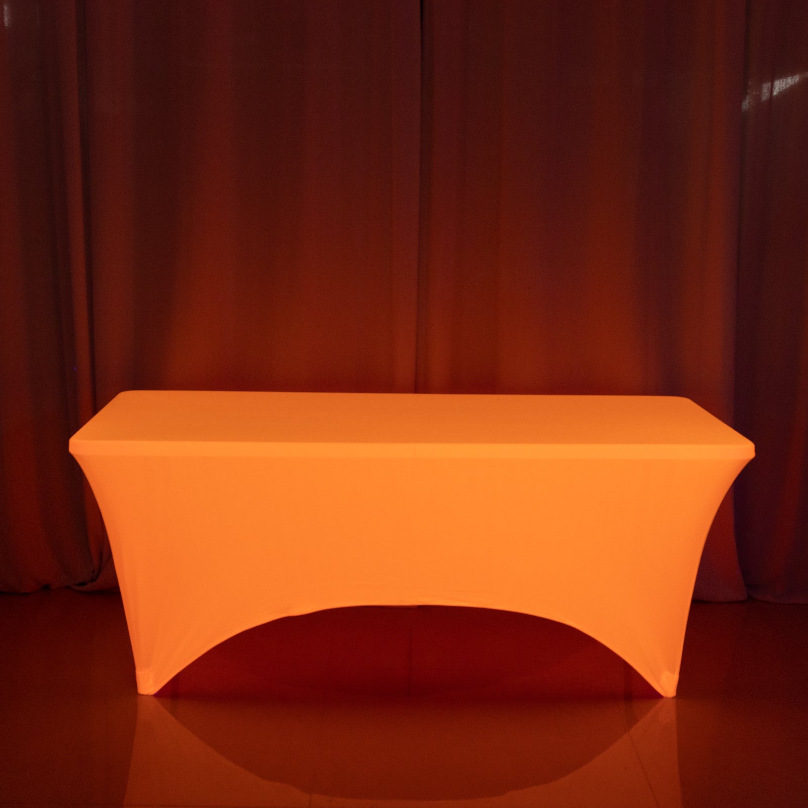 Glow Neon Orange Fitted Spandex Tablecloth â€“ 6ft Rectangle, Wrinkle - Free Cover - Bell Racket Store