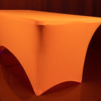 Glow Neon Orange Fitted Spandex Tablecloth â€“ 6ft Rectangle, Wrinkle - Free Cover - Bell Racket Store