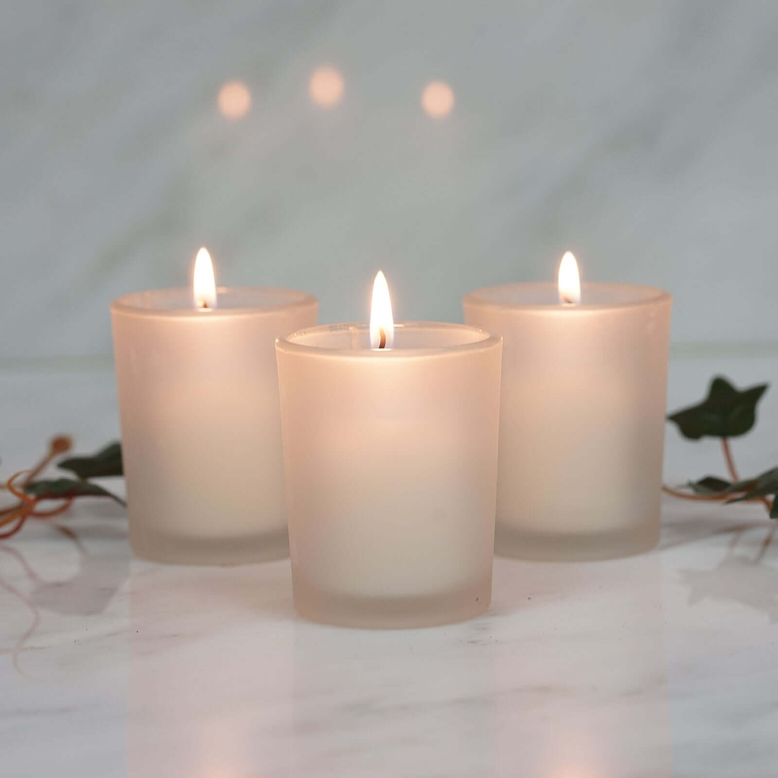12-Pack Glass Votive Candle Holders Frosted - Tealight Holder Set for Weddings and Events 2.5"