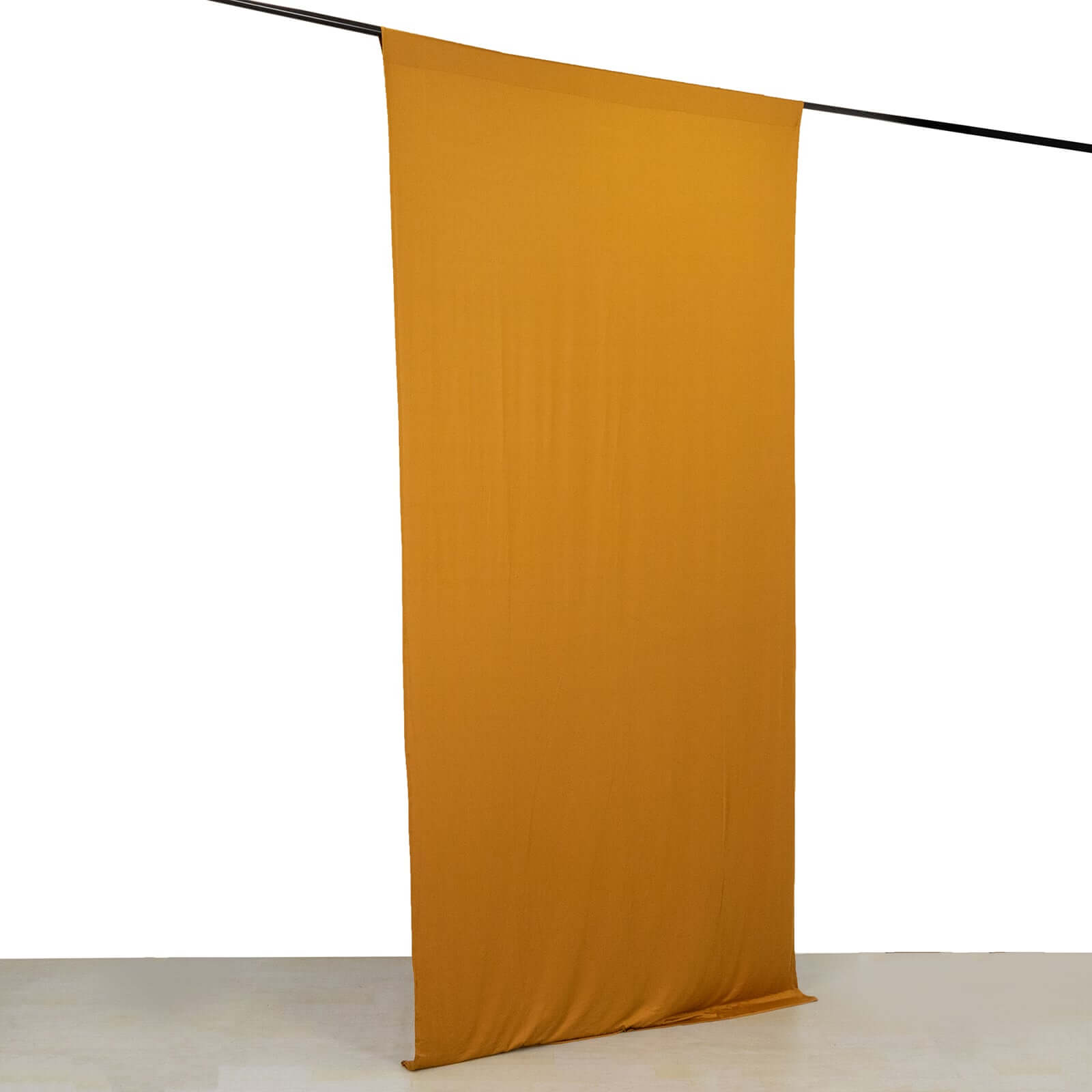 Gold 4 - Way Stretch Spandex Event Curtain Drapes, Wrinkle Free Backdrop Event Panel with Rod Pockets - 5ftx10ft - Bell Racket Store