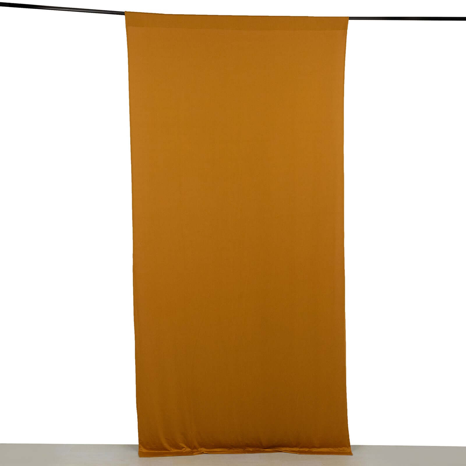 Gold 4 - Way Stretch Spandex Event Curtain Drapes, Wrinkle Free Backdrop Event Panel with Rod Pockets - 5ftx10ft - Bell Racket Store