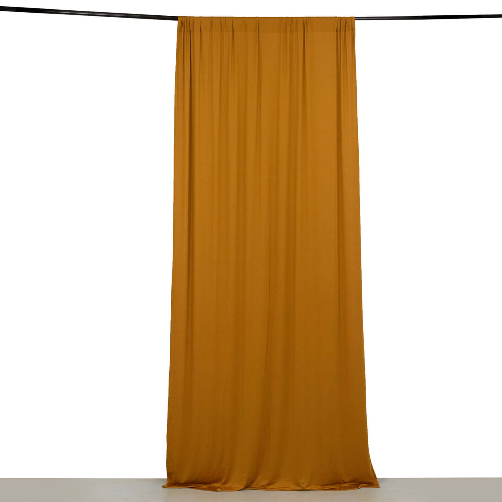 Gold 4 - Way Stretch Spandex Event Curtain Drapes, Wrinkle Free Backdrop Event Panel with Rod Pockets - 5ftx10ft - Bell Racket Store
