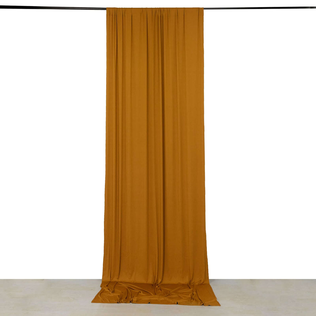 Gold 4 - Way Stretch Spandex Event Curtain Drapes, Wrinkle Free Backdrop Event Panel with Rod Pockets - 5ftx12ft - Bell Racket Store