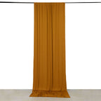 Gold 4 - Way Stretch Spandex Event Curtain Drapes, Wrinkle Free Backdrop Event Panel with Rod Pockets - 5ftx12ft - Bell Racket Store