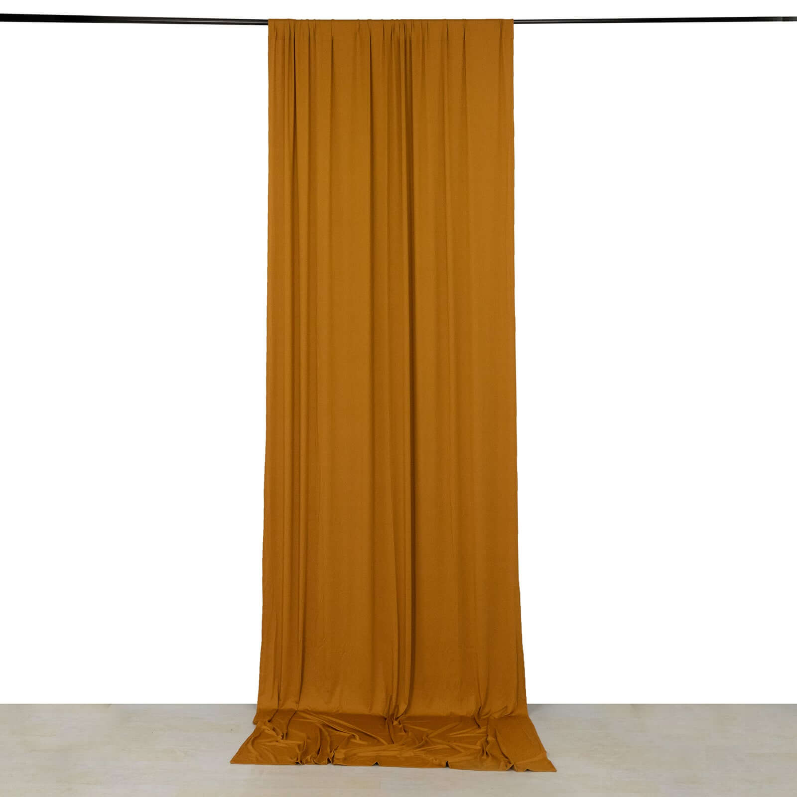 Gold 4 - Way Stretch Spandex Event Curtain Drapes, Wrinkle Free Backdrop Event Panel with Rod Pockets - 5ftx12ft - Bell Racket Store