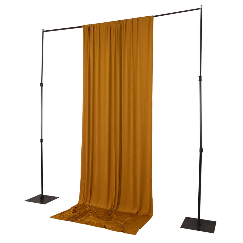 Gold 4 - Way Stretch Spandex Event Curtain Drapes, Wrinkle Free Backdrop Event Panel with Rod Pockets - 5ftx12ft - Bell Racket Store