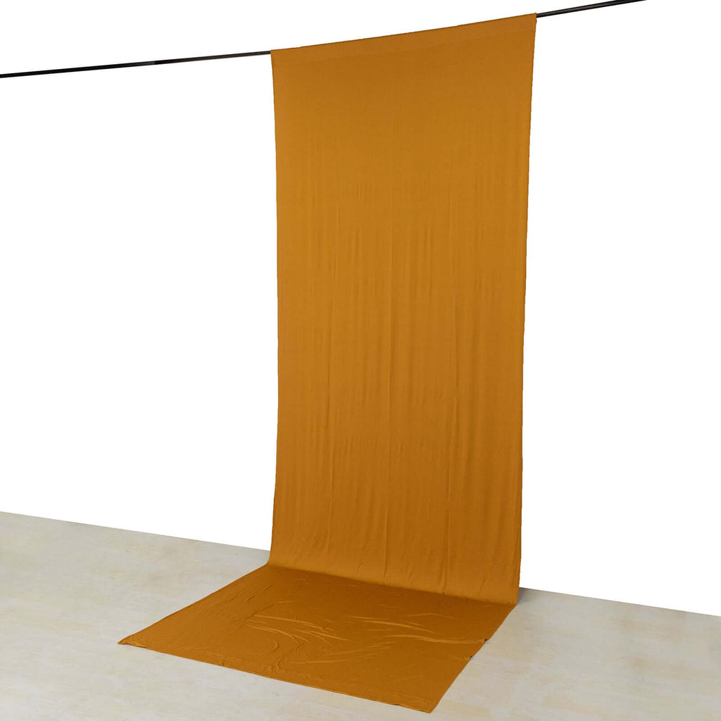 Gold 4 - Way Stretch Spandex Event Curtain Drapes, Wrinkle Free Backdrop Event Panel with Rod Pockets - 5ftx14ft - Bell Racket Store